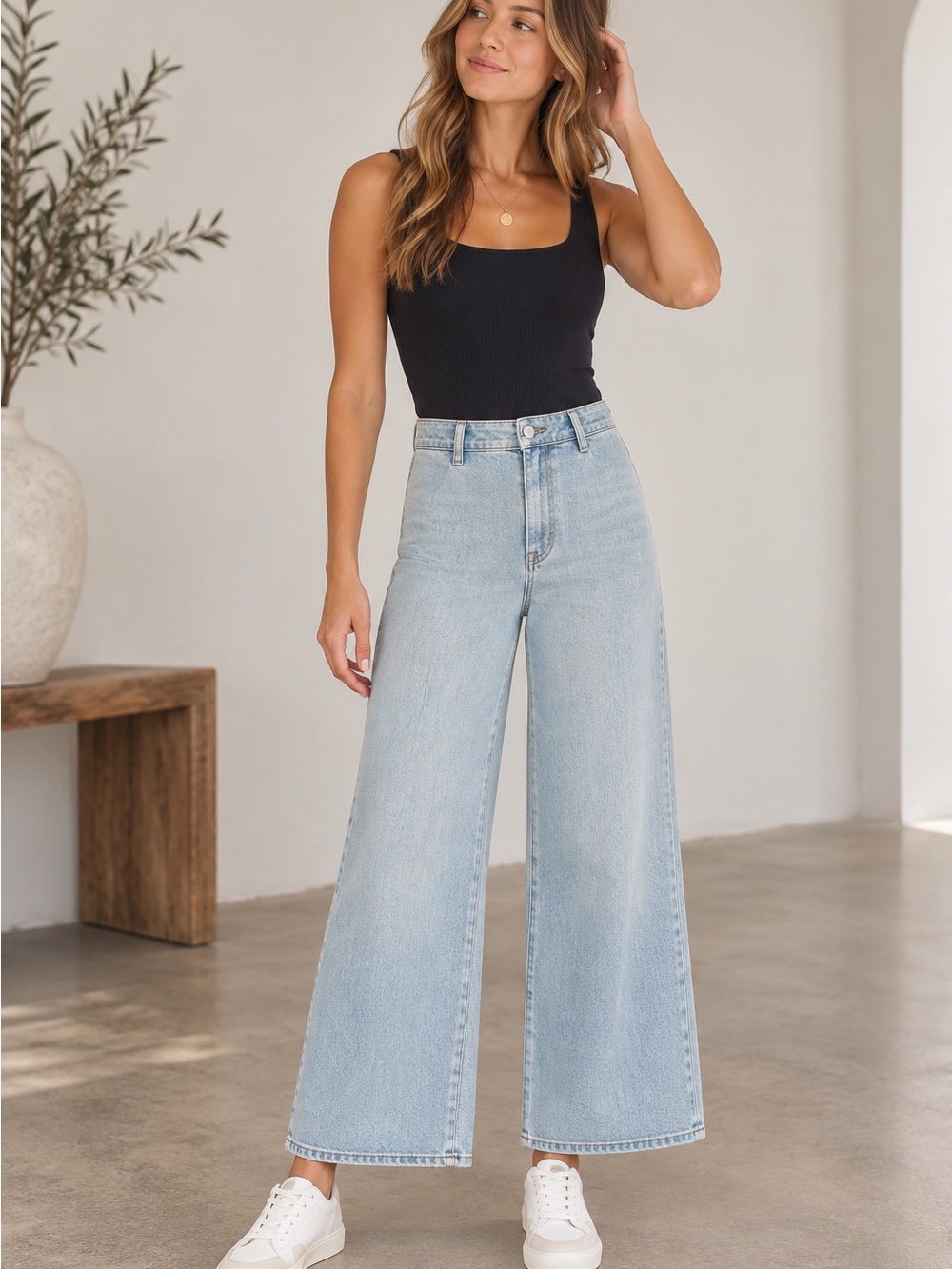 NWT Universal Thread Sailor Wide Leg Ankle Jeans 6 Light Wash